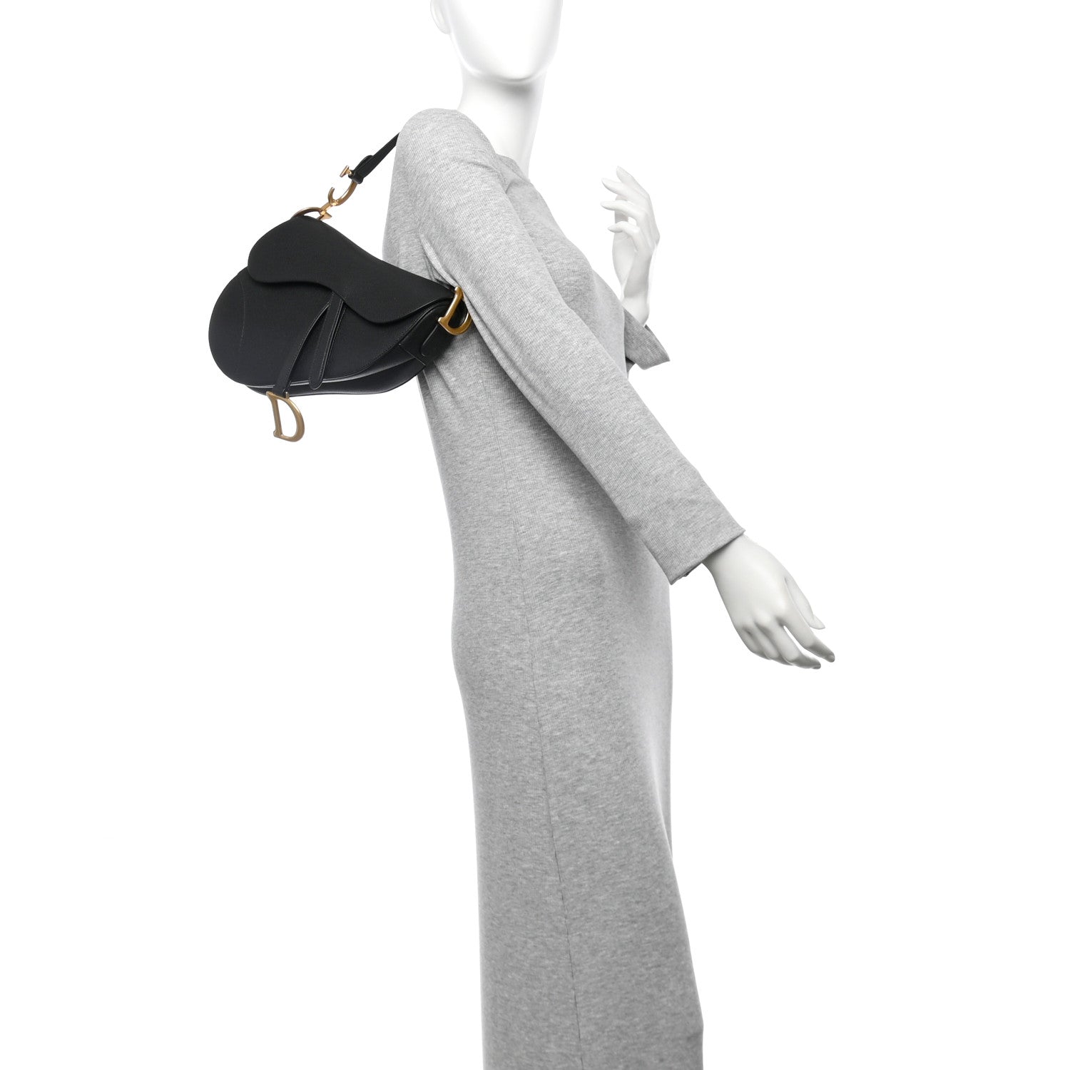 Christian Dior Grained Calfskin Saddle Bag Black 2 of 10