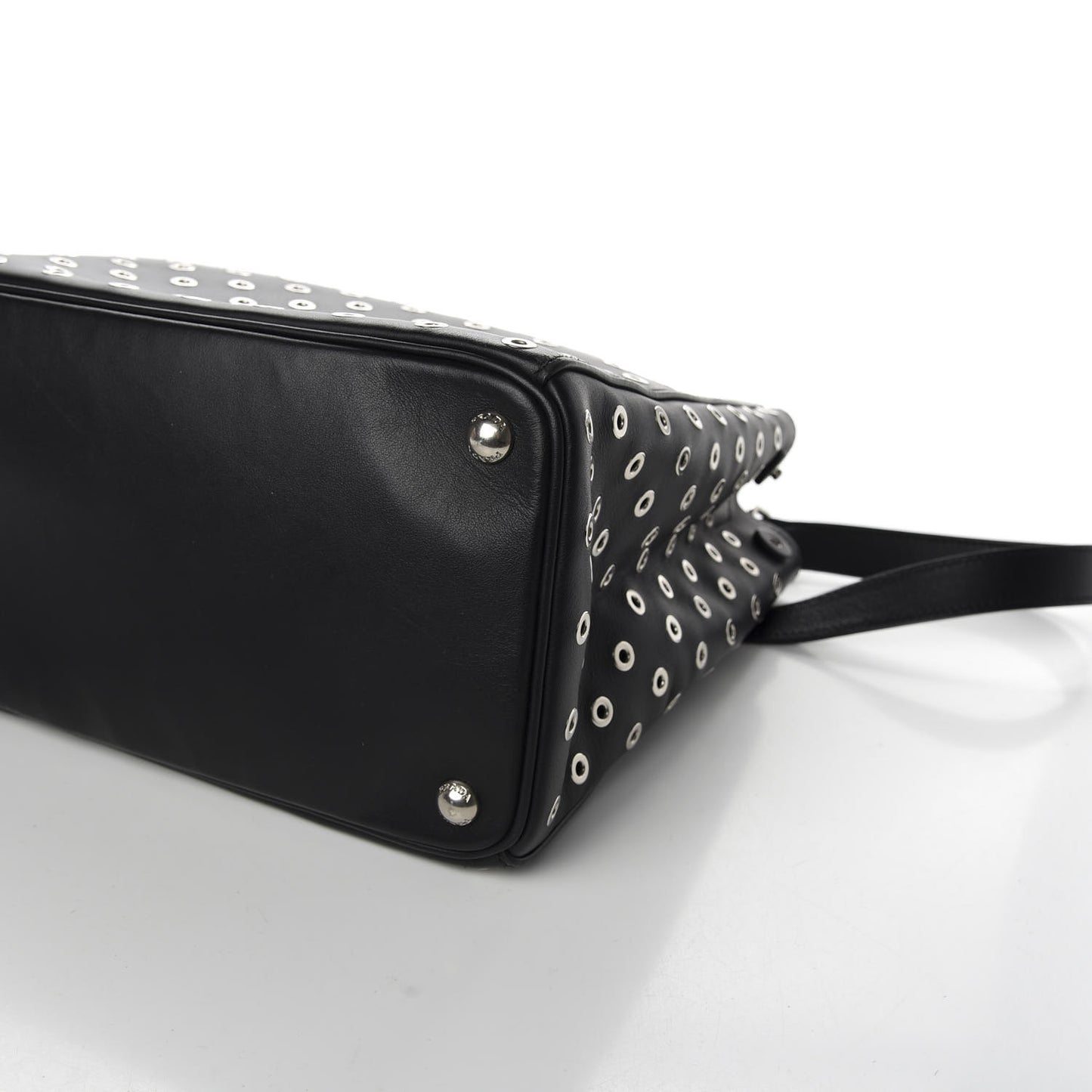 City Calf Grommet Large Double Zip Tote Black