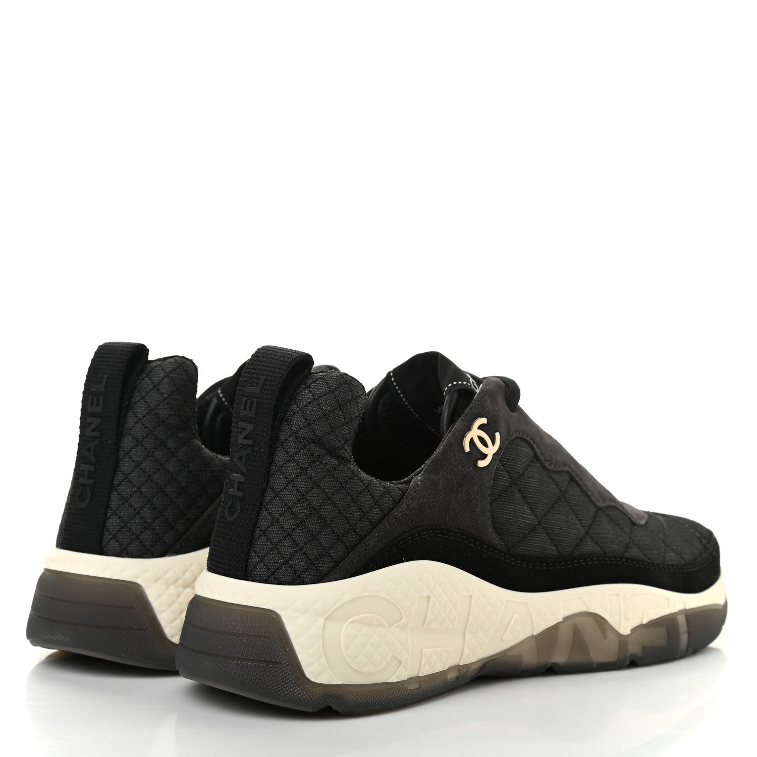 Chanel Mesh Suede Calfskin Quilted Sneakers 39 Black Dark Grey 4 of 10