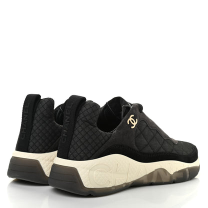 Chanel Mesh Suede Calfskin Quilted Sneakers 39 Black Dark Grey 4 of 10