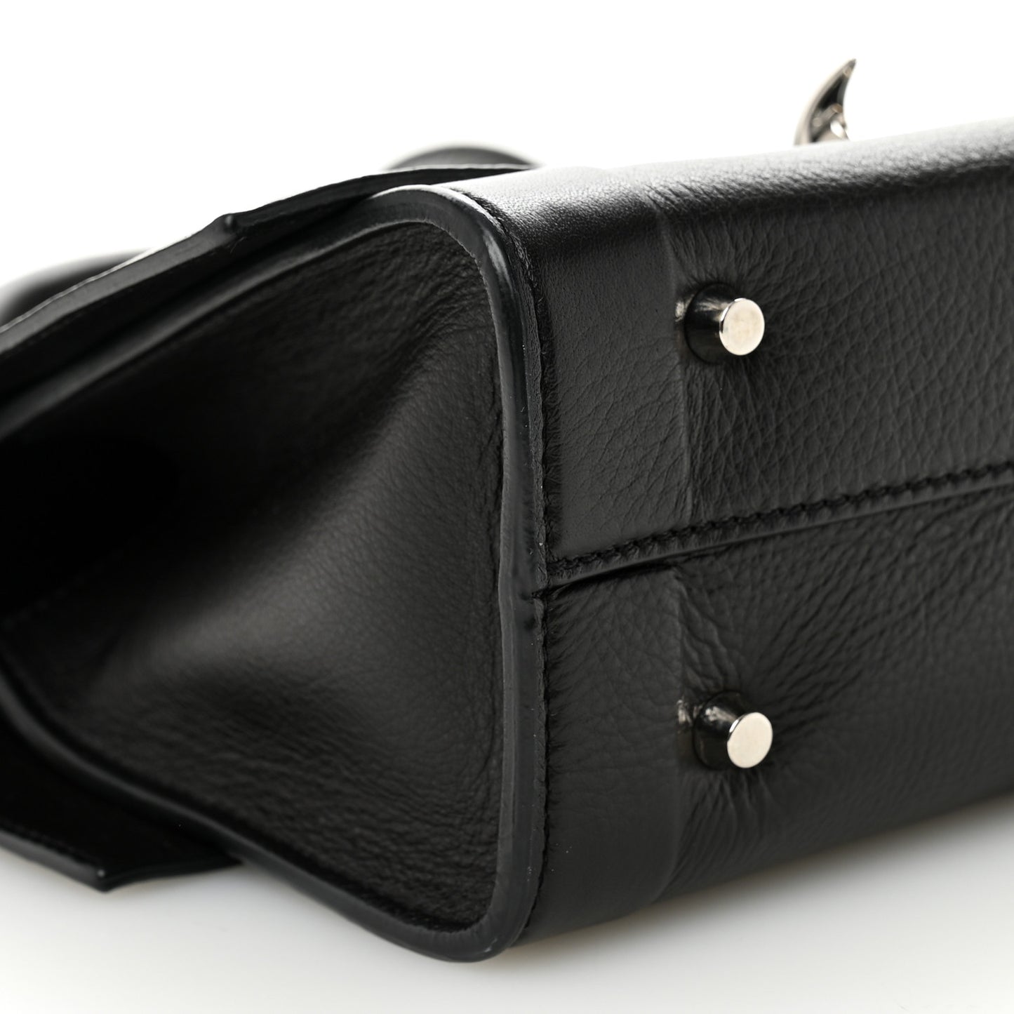Grained Calfskin Mini Shark Lock Satchel Black