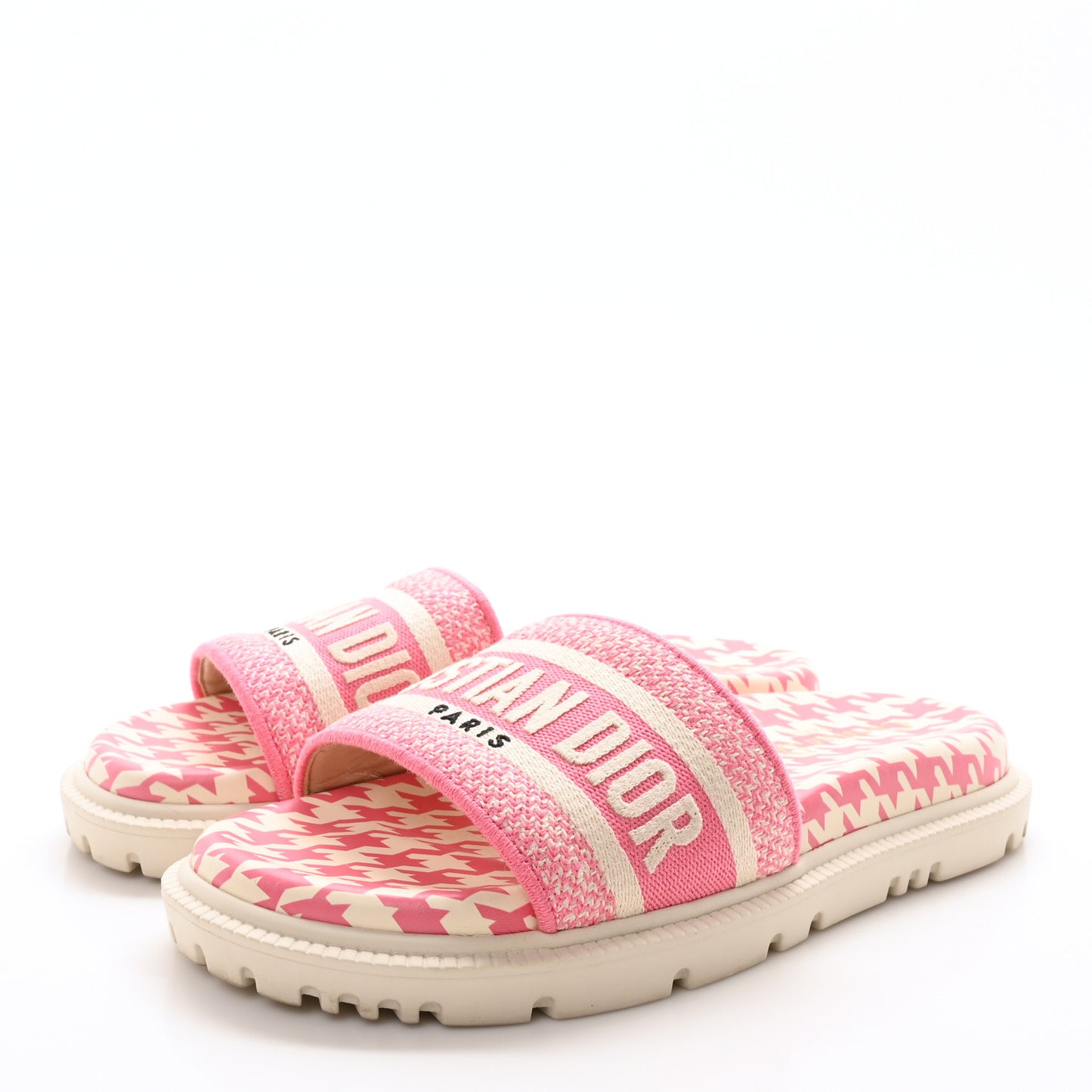 Micro PDP Cotton Houndstooth Embroidered Dway 10mm Slide Sandals 36.5 Peony