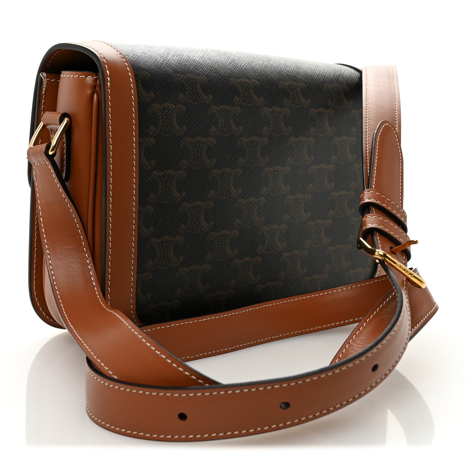 Celine Triomphe Canvas Calfskin Medium Triomphe Bag Tan 3 of 10