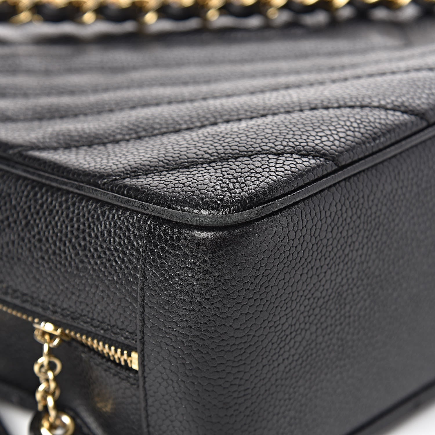 Chanel Caviar Chevron Quilted Camera Case Black 12 of 14