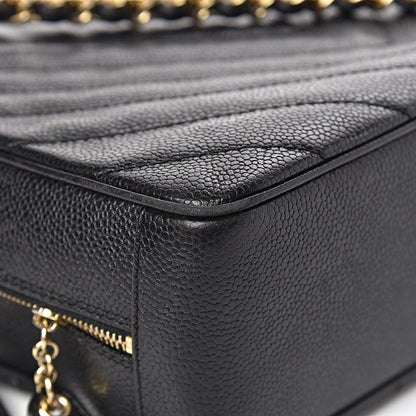 Chanel Caviar Chevron Quilted Camera Case Black 12 of 14
