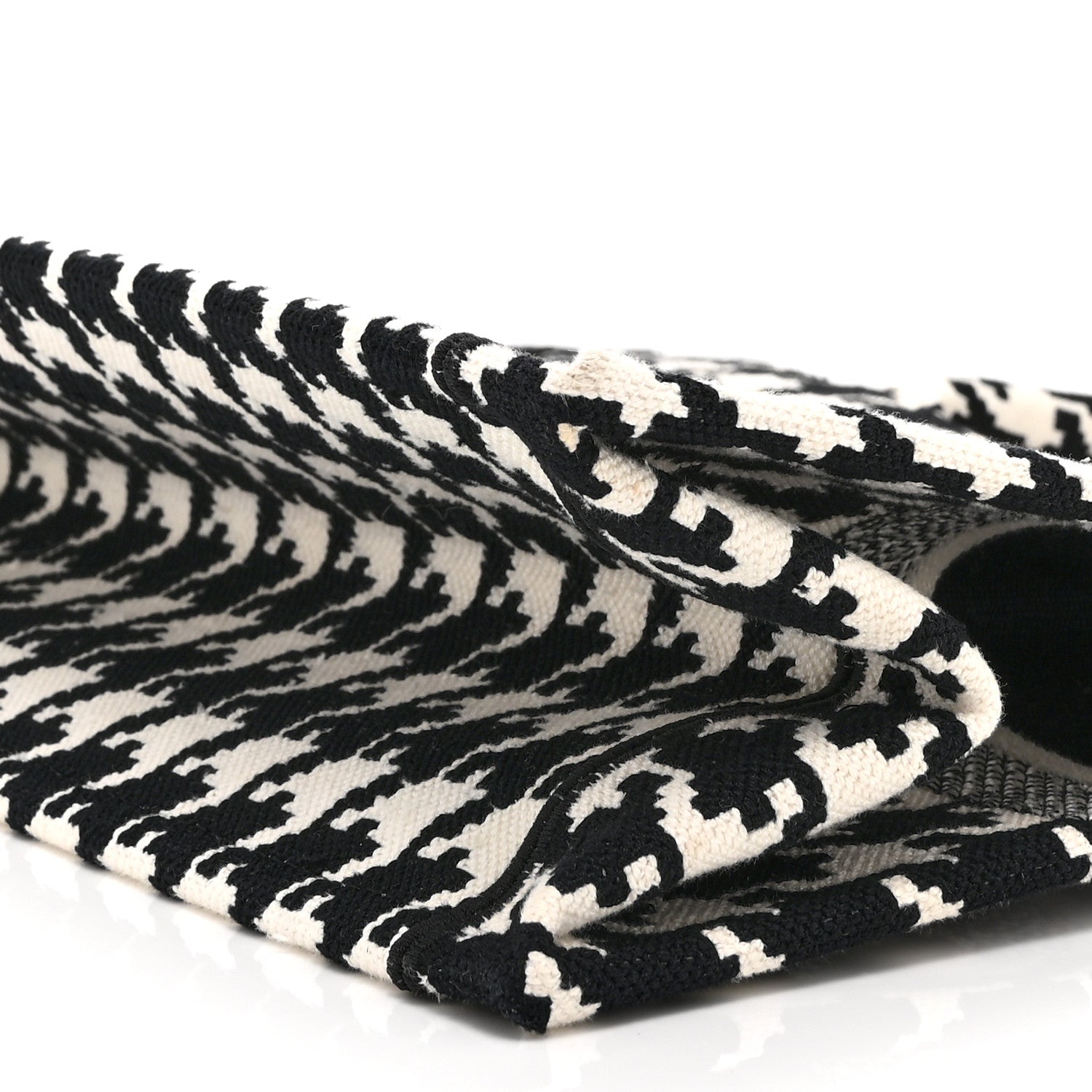 Christian Dior Canvas Houndstooth Embroidered Medium Book Tote Black White 10 of 10