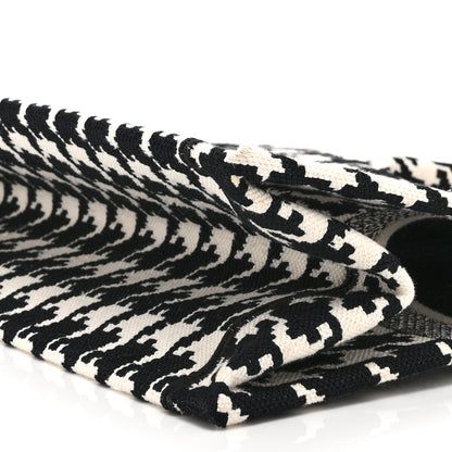 Christian Dior Canvas Houndstooth Embroidered Medium Book Tote Black White 10 of 10