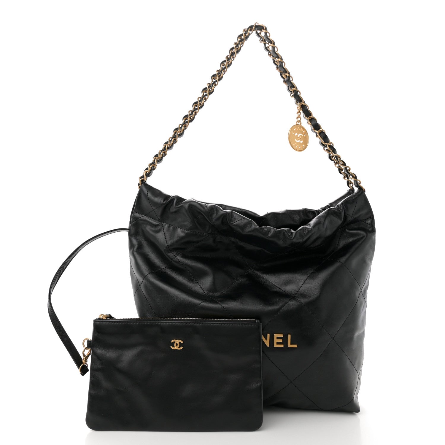 Chanel Shiny Calfskin Quilted Small Chanel 22 Black 2 of 11