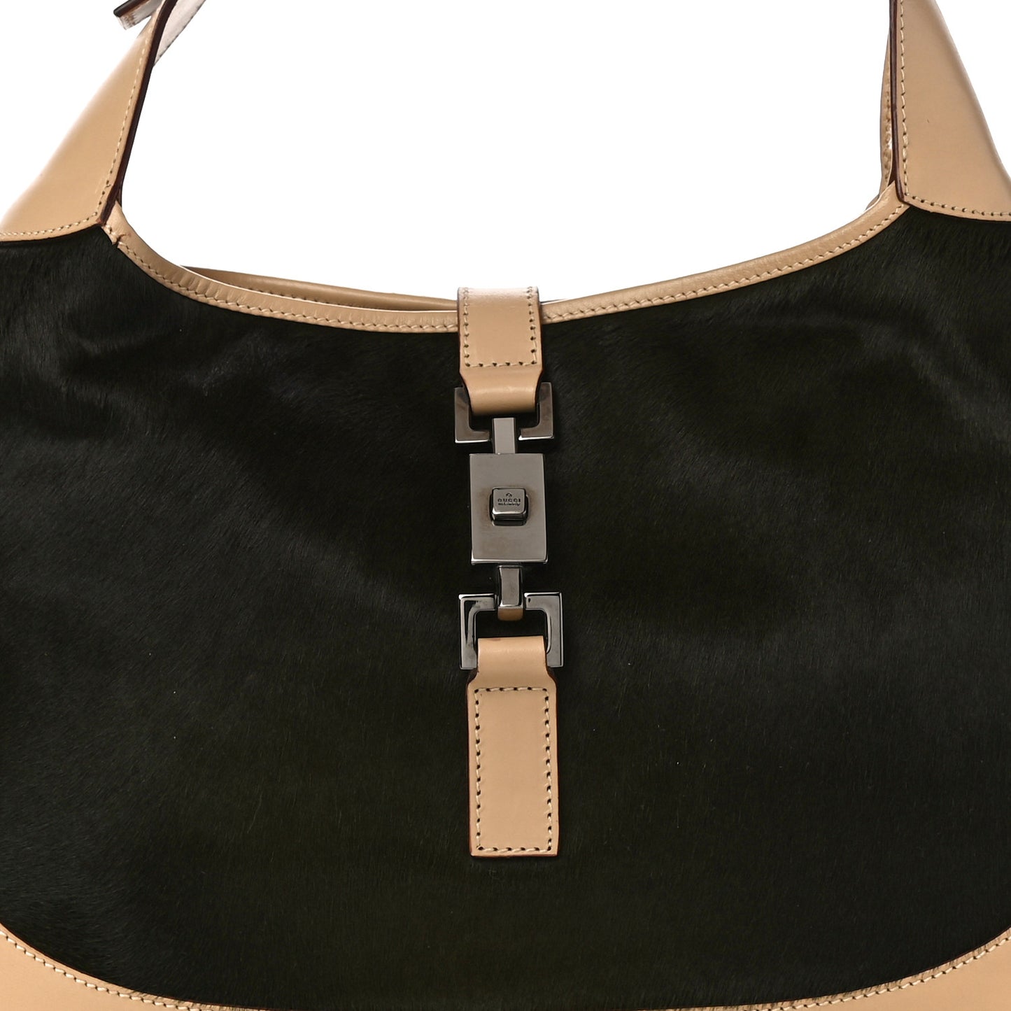 Calfskin Pony Hair Jackie O Hobo Brown Black