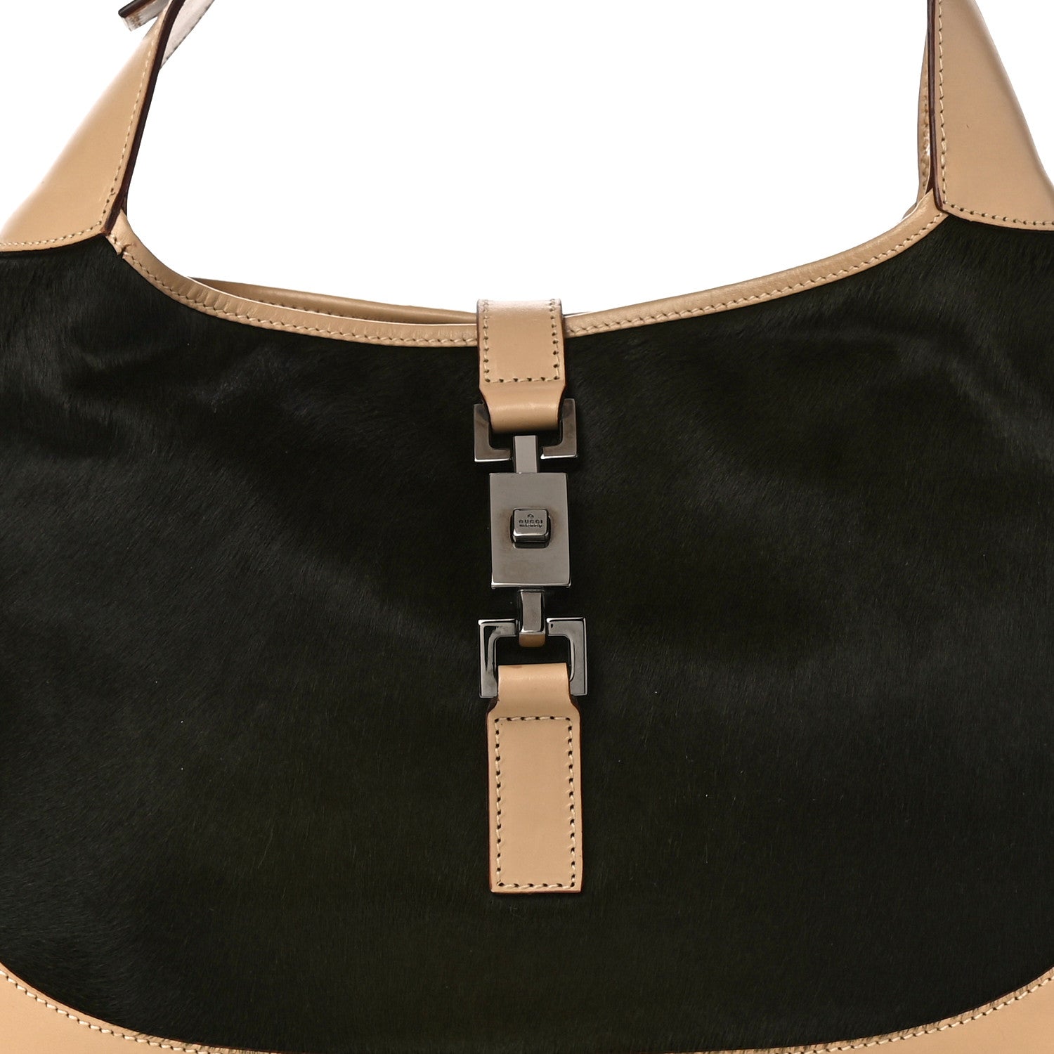 Gucci Calfskin Pony Hair Jackie O Hobo Brown Black 8 of 10