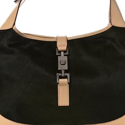 Gucci Calfskin Pony Hair Jackie O Hobo Brown Black 8 of 10