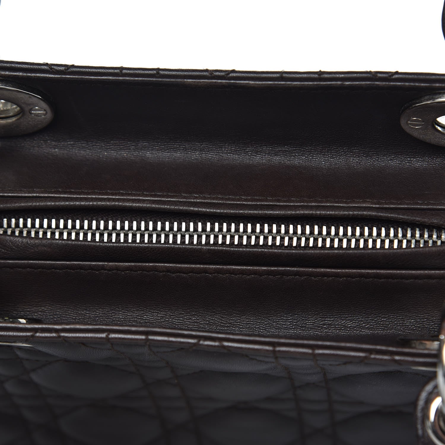 Christian Dior Lambskin Cannage Medium Lady Dior Dark Brown 8 of 16