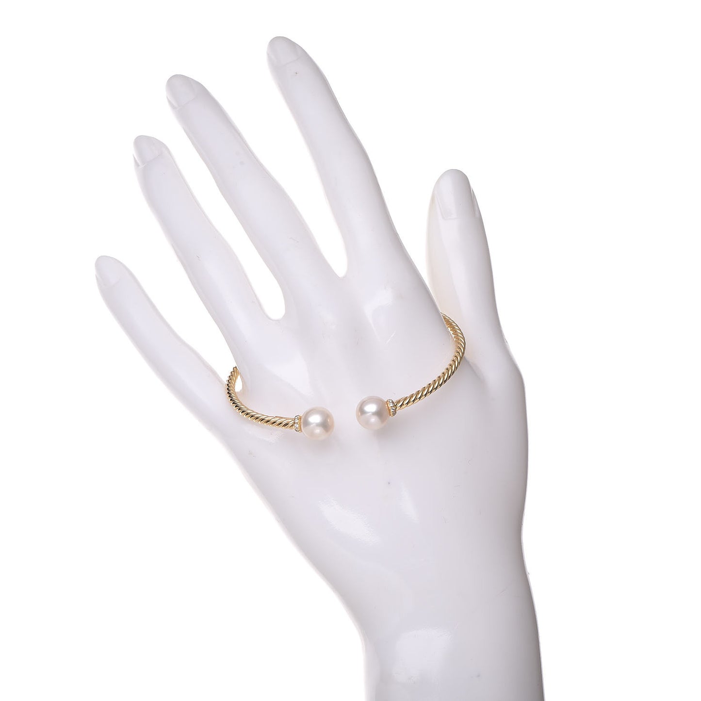 18K Yellow Gold Diamond Pearl 8.5mm Solari Bracelet