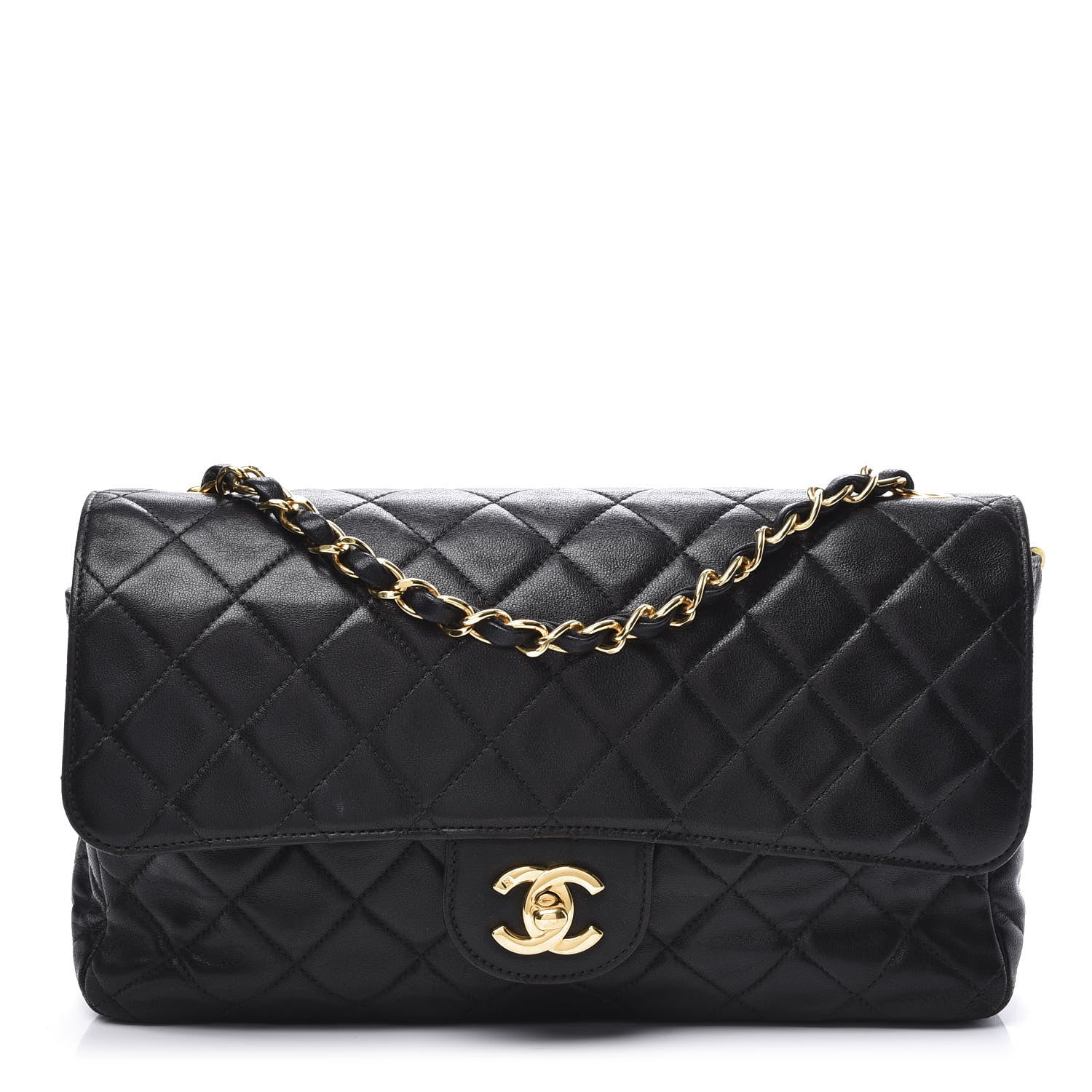 Chanel Lambskin Quilted Medium Single Flap Black 1 of 10