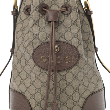 Gucci GG Supreme Monogram Neo Vintage Drawstring Bucket Backpack Beige New Acero Crop 8 of 22