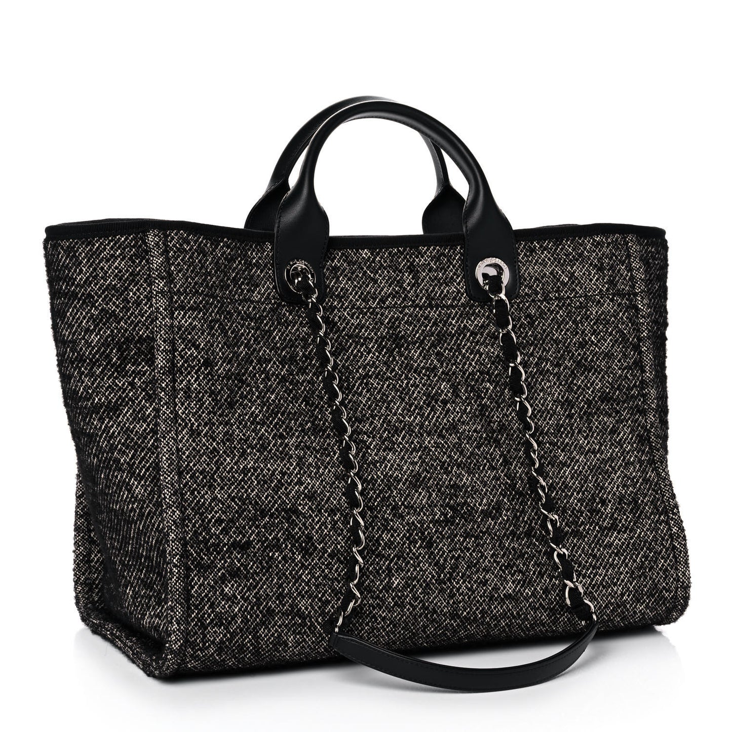 Mixed Fibers Calfskin Medium Deauville Tote Black