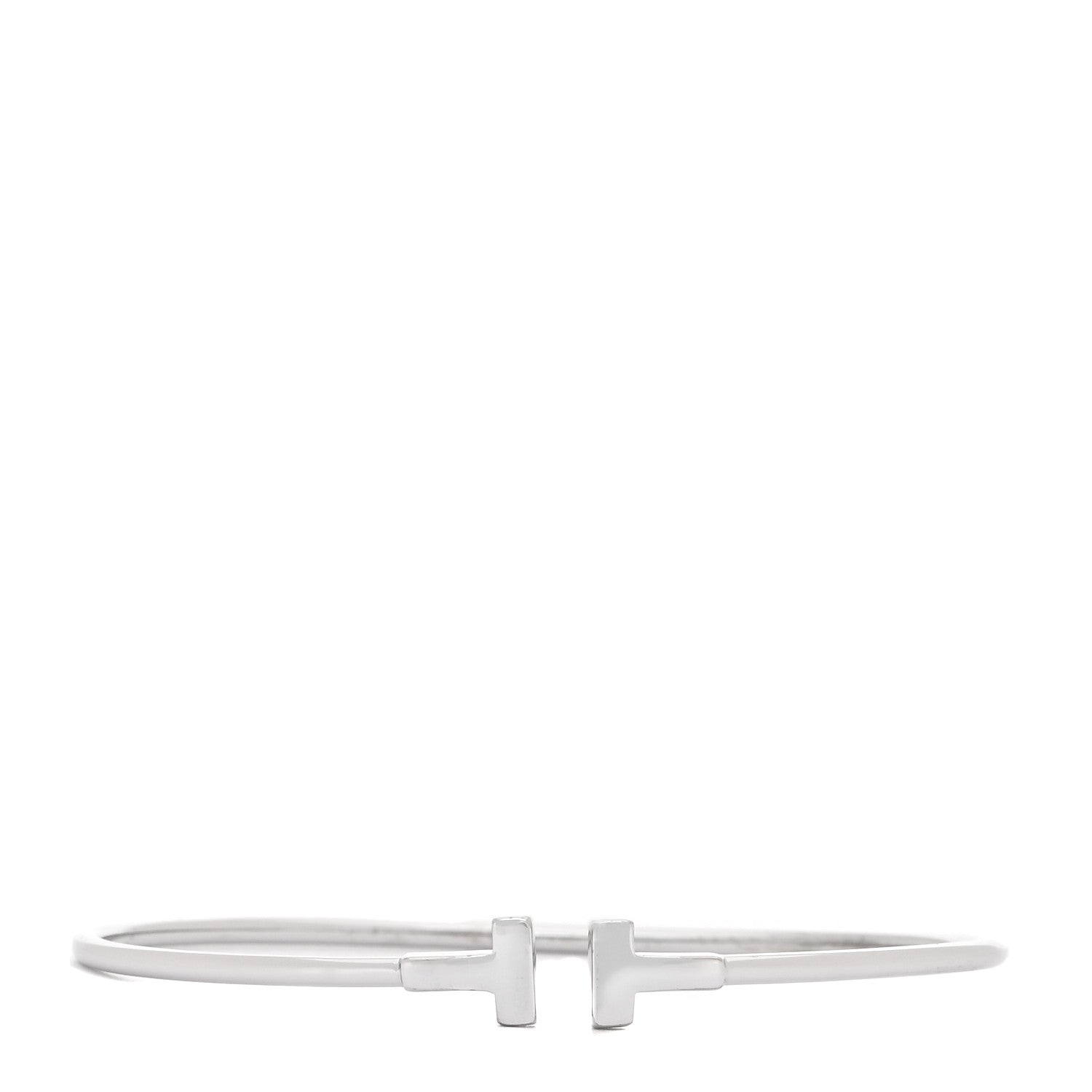 Tiffany 18K White Gold Narrow T Wire Bracelet 1 of 8