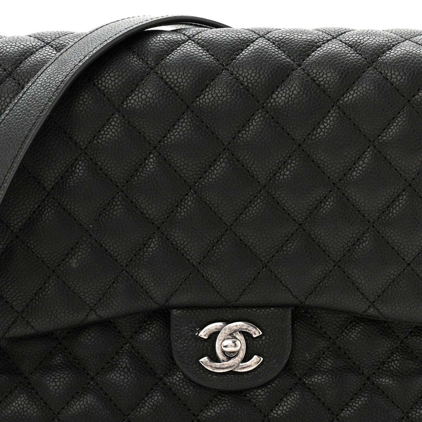Caviar Quilted Medium Rock In Rome Single Flap Black