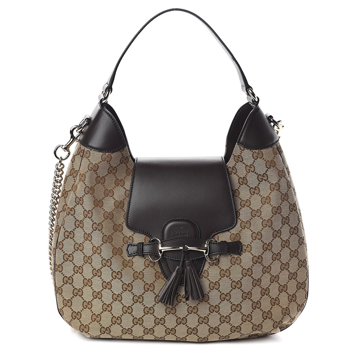 Gucci Monogram Margaux Calfskin Medium Emily Hobo Beige Ebony Cocoa 1 of 9