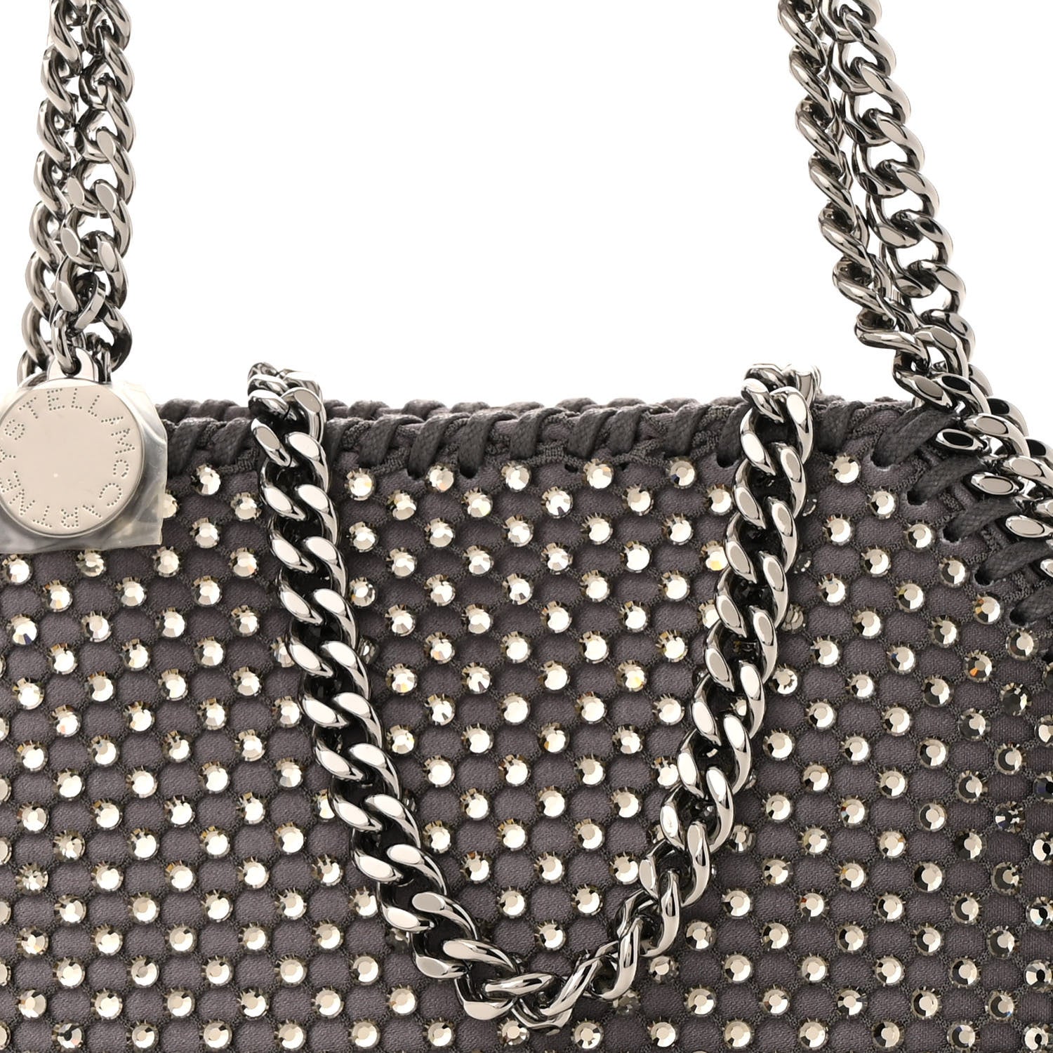 Stella McCartney Mesh Crystal Mini Falabella Crossbody Bag Fog 8 of 10