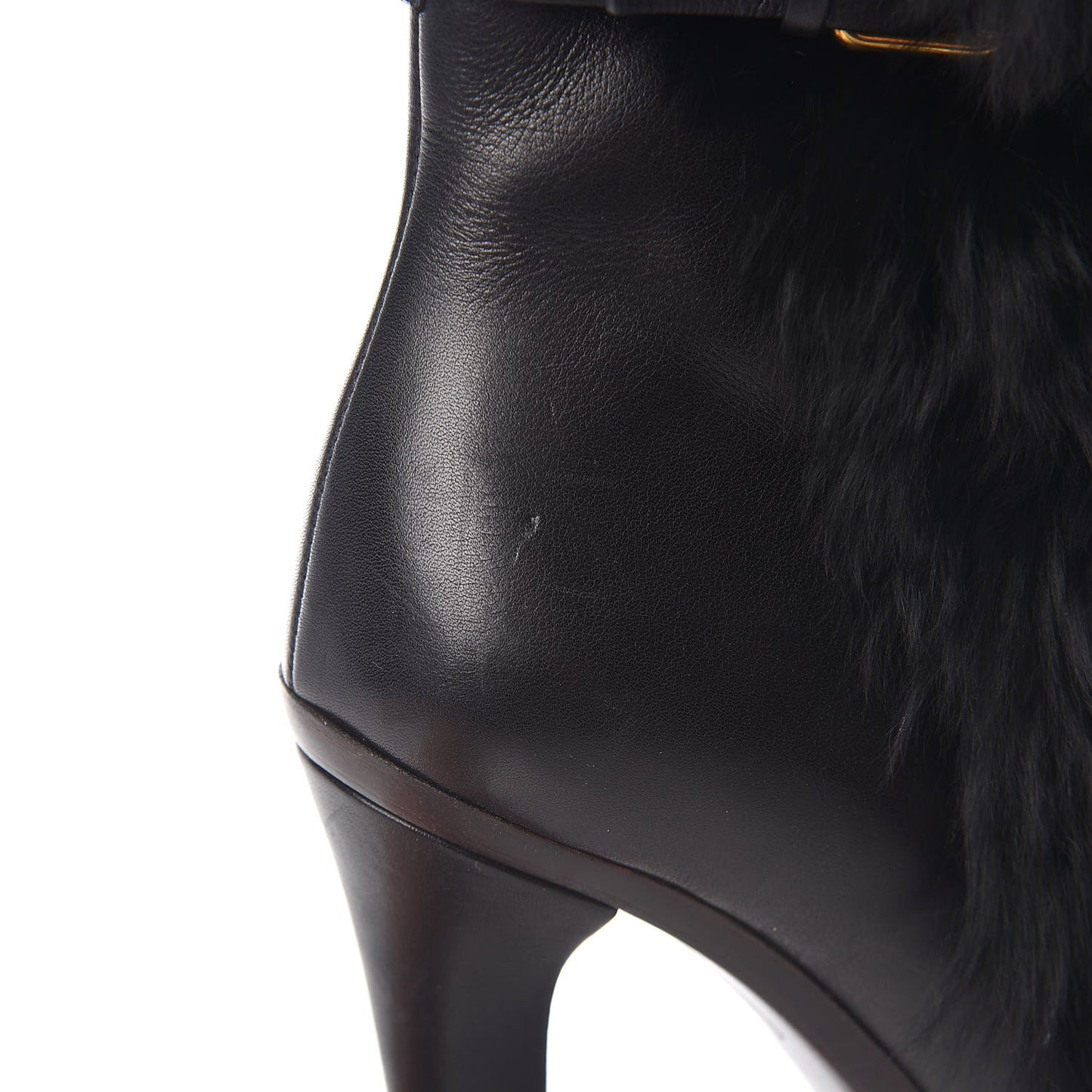 Alpaca Fur Lambskin Alyona Platform Ankle Boots 36 Black