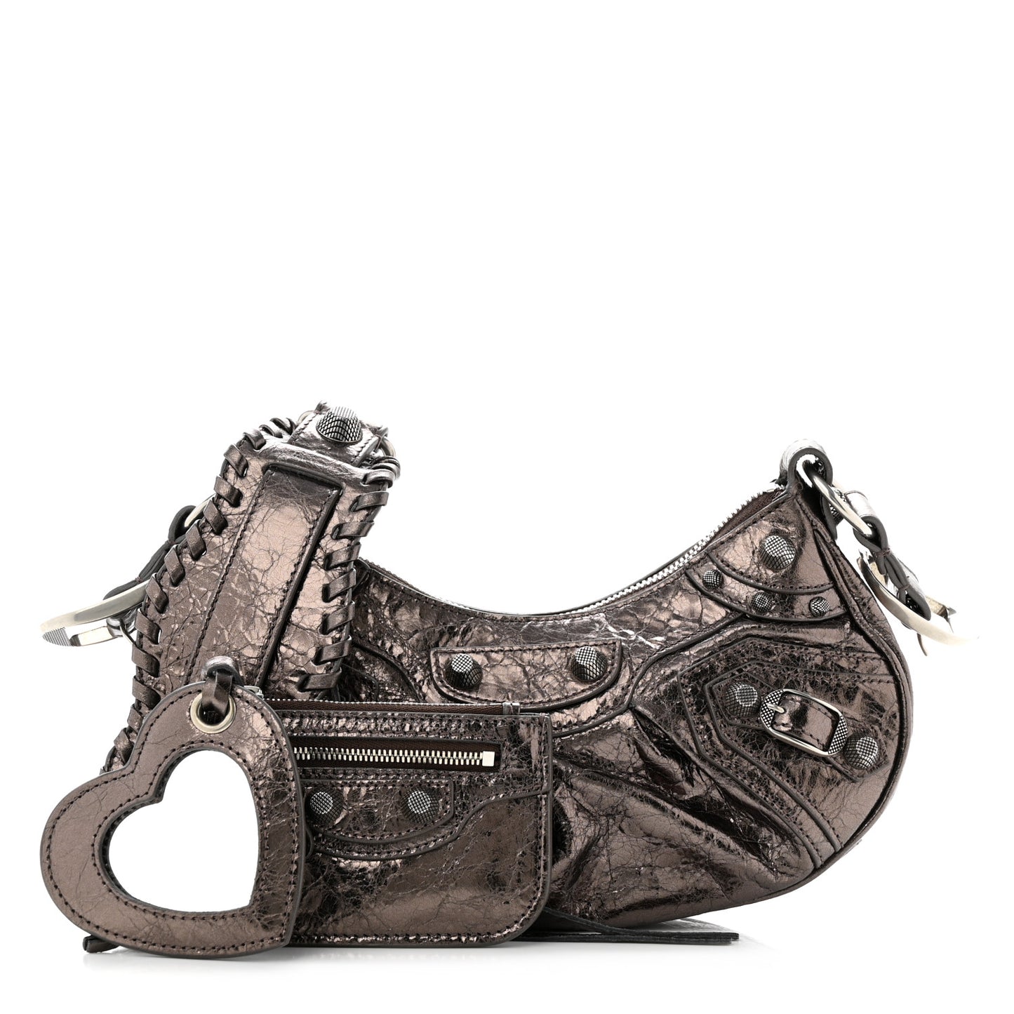 Metallic Agneau Arena Le Cagole Shoulder Bag XS Dark Bronze