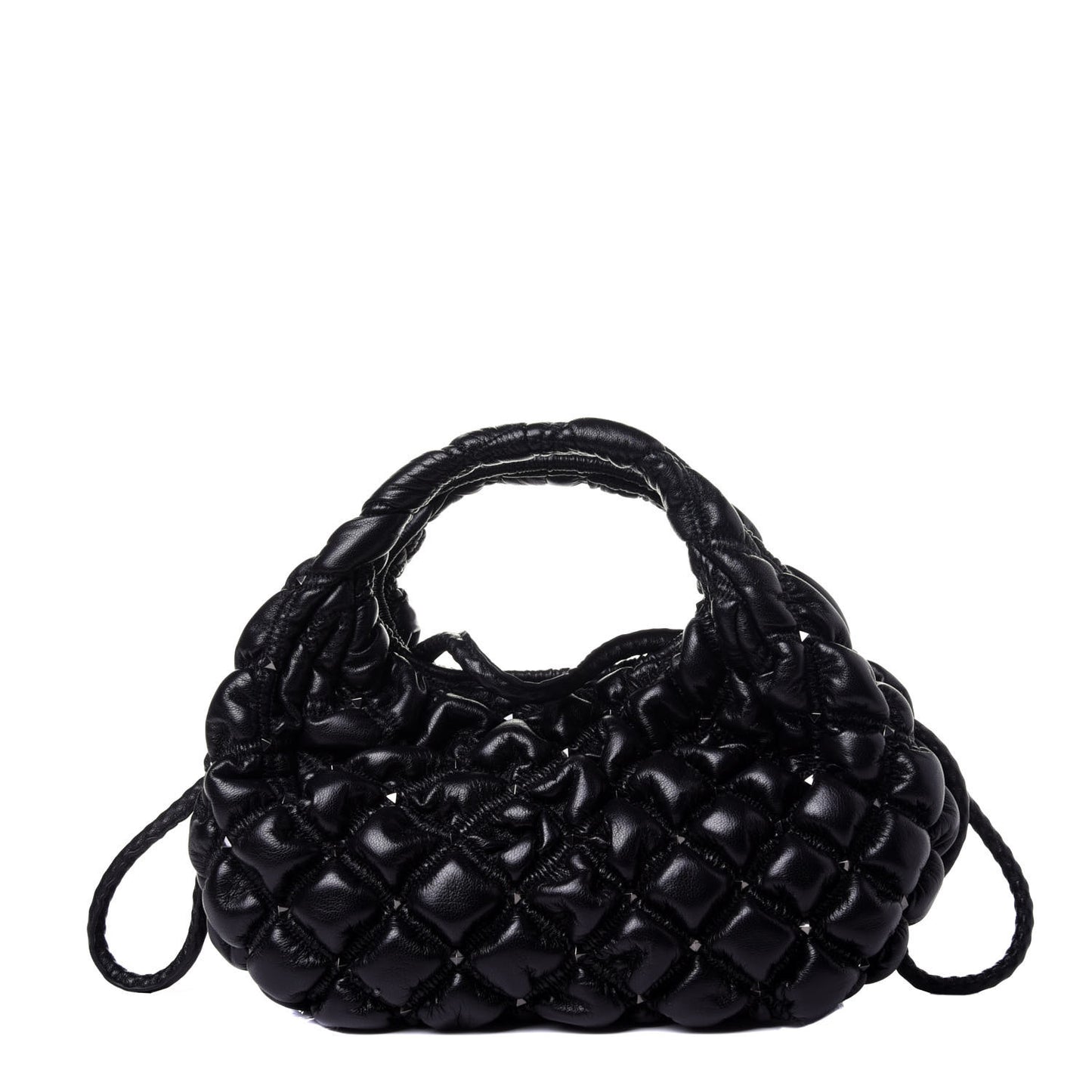 Nappa Small Spikeme Hobo Bag Black