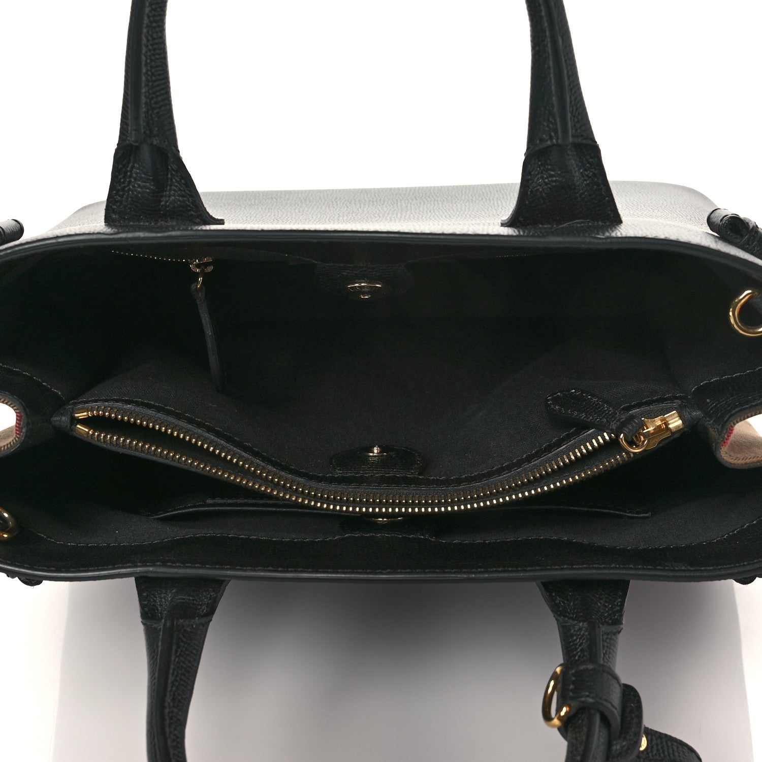 Burberry Derby Calfskin House Check Medium Banner Tote Black 5 of 10