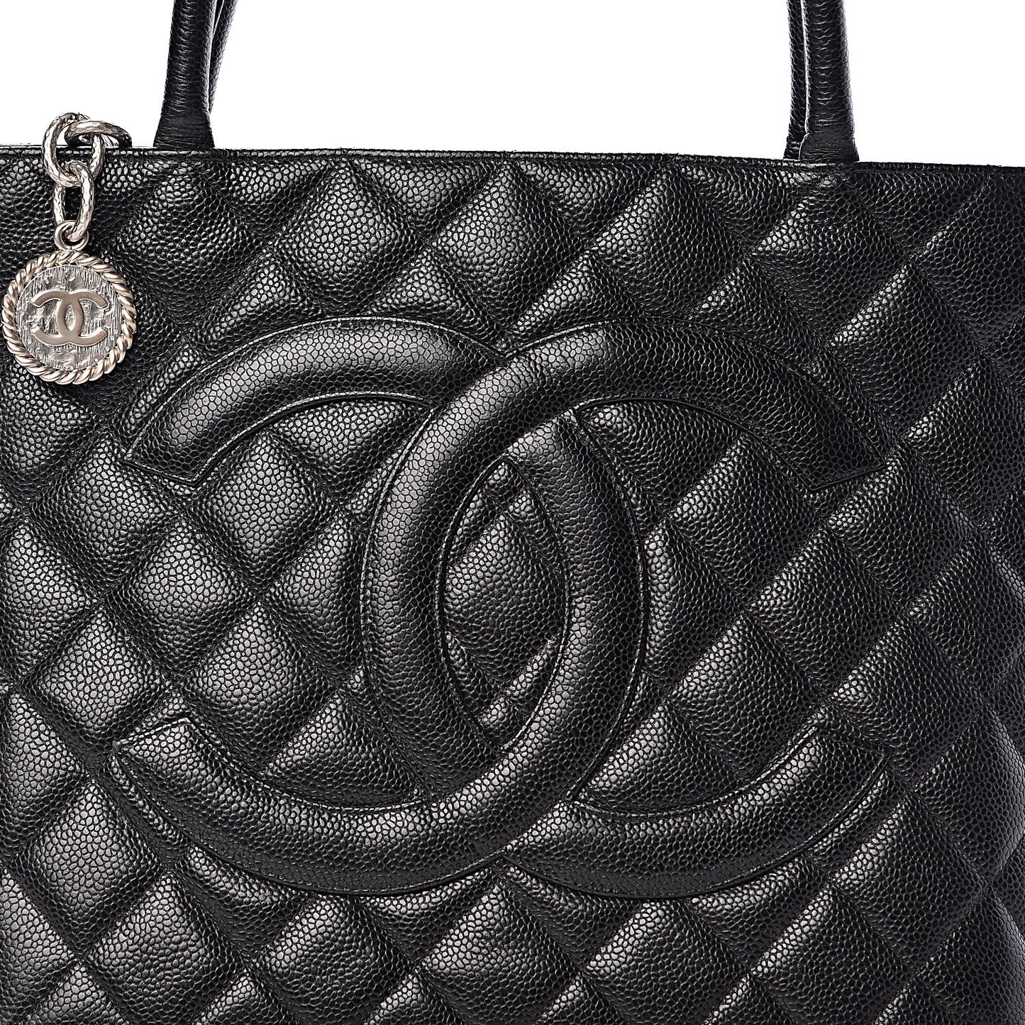 Caviar Quilted Medallion Tote Black