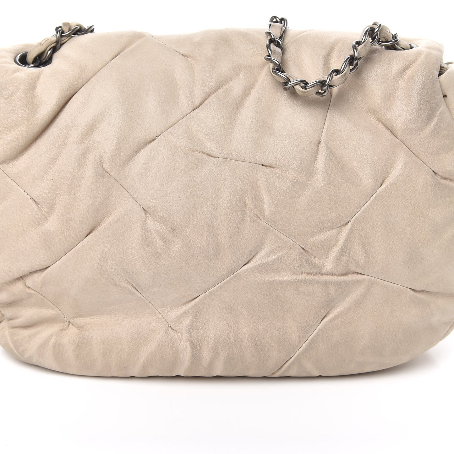 Iridescent Calfskin Glint Flap Beige