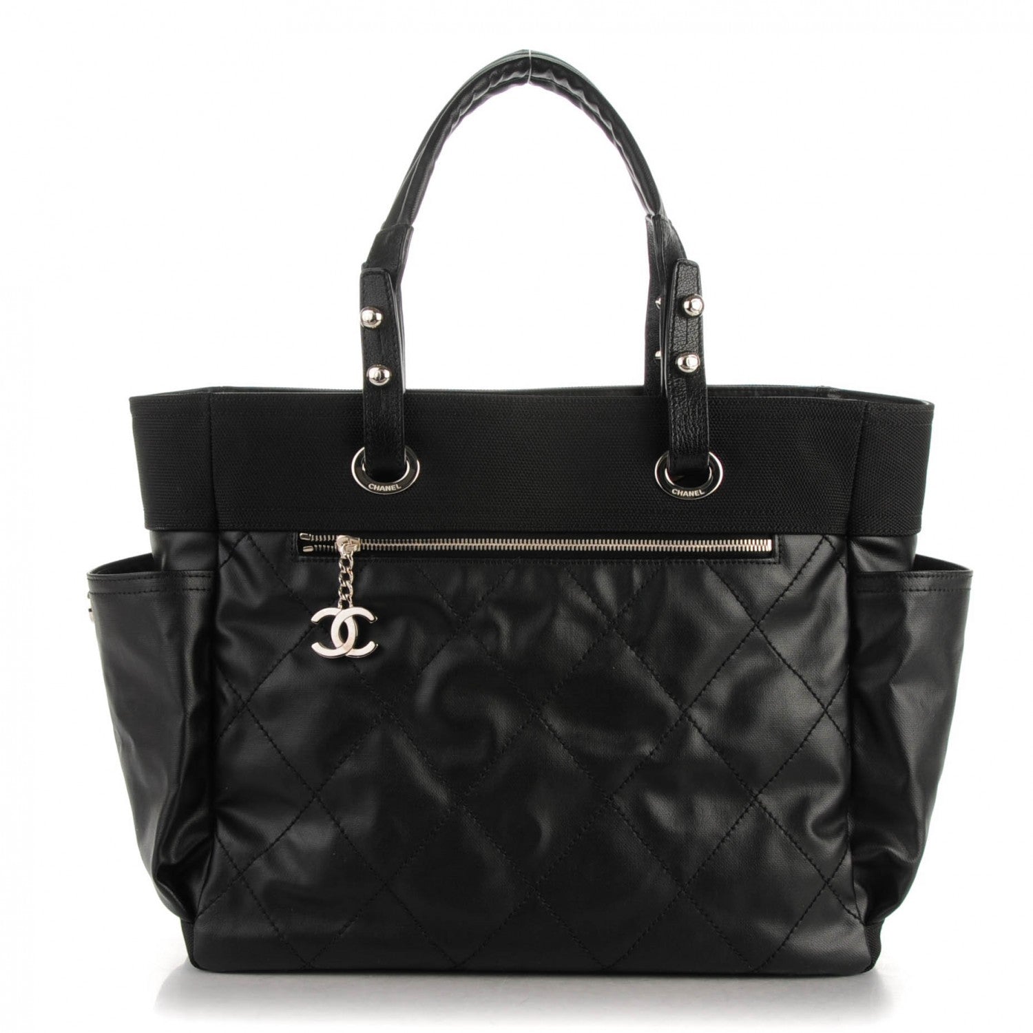 Chanel Coated Canvas Large Paris Biarritz Tote Black 1 of 6