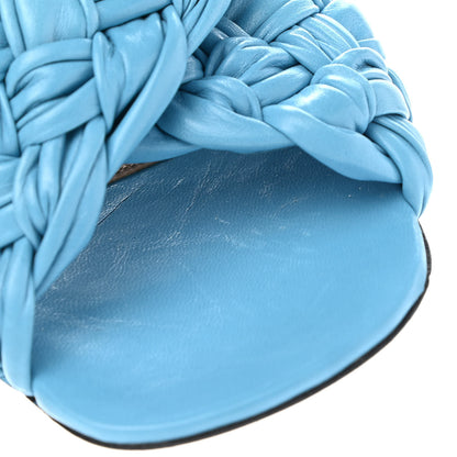 Bottega Veneta Shiny Nappa Intrecciato The Board Flat Sandals 39 Sky Blue 9 of 9