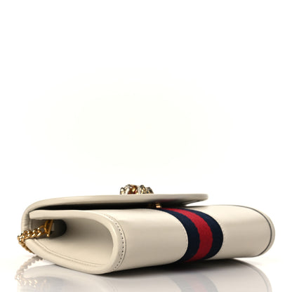 Gucci Textured Calfskin Web Mini Rajah Slim Flap Shoulder Bag Mystic White 4 of 10