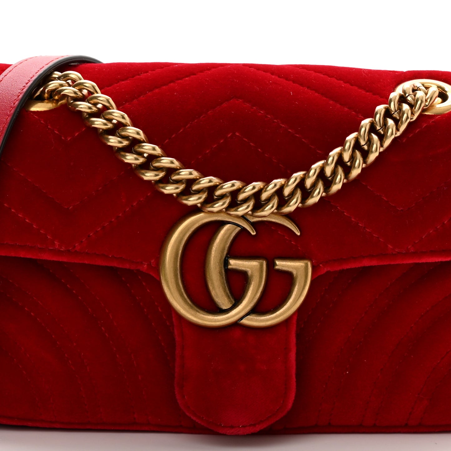 Velvet Matelasse Mini GG Marmont Shoulder Bag Hibiscus Red