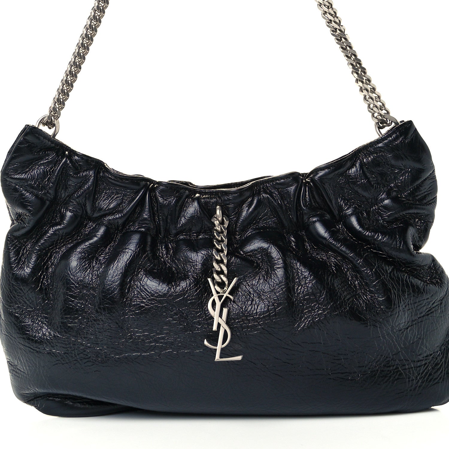 Saint Laurent Calfskin Pac Ruched Hobo Black 8 of 10