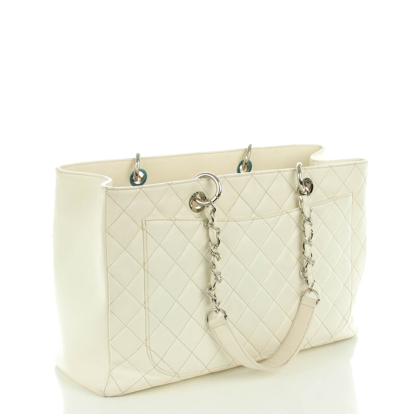 Caviar Quilted XL Grand Shopping Tote GST White
