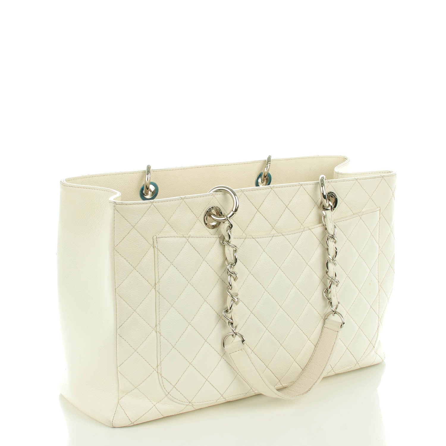 Chanel Caviar Quilted XL Grand Shopping Tote GST White 4 of 10