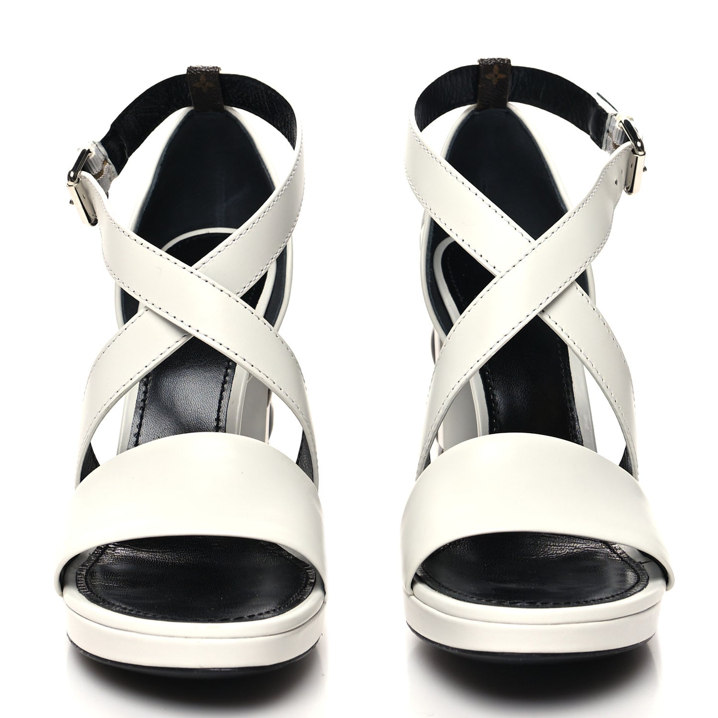 Calfskin Monogram Damier Tressage Matchmake Cross Sandals 40 White