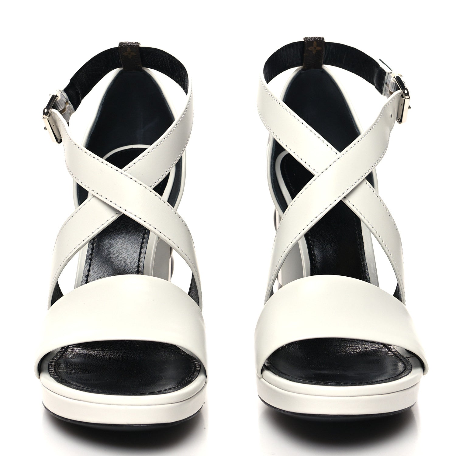 Louis Vuitton Calfskin Monogram Damier Tressage Matchmake Cross Sandals 40 White 2 of 8