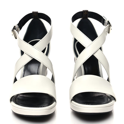 Louis Vuitton Calfskin Monogram Damier Tressage Matchmake Cross Sandals 40 White 2 of 8