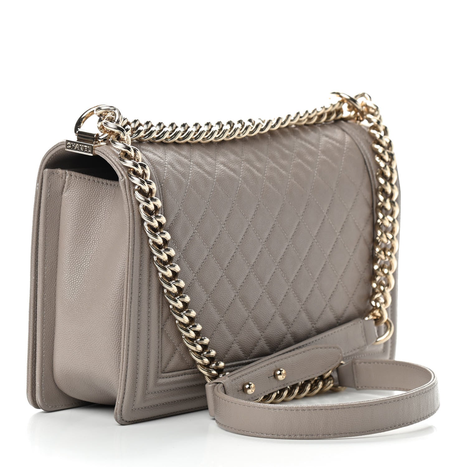 Chanel Caviar Quilted New Medium Boy Flap Dark Beige 2 of 10