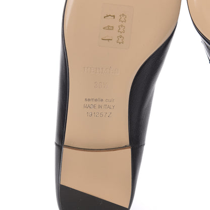 Hermes Supple Goatskin Womens Time Loafers 36.5 Black 6 of 8