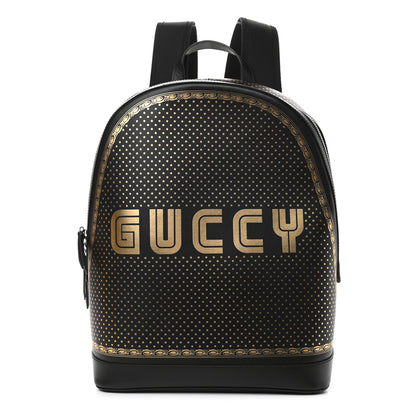Gucci X SEGA Calfskin GUCCY Stars Dome Backpack Black Gold 1 of 11