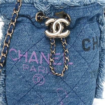 Chanel Denim Quilted Mood Mini Bucket With Chain Blue Multicolor 8 of 11
