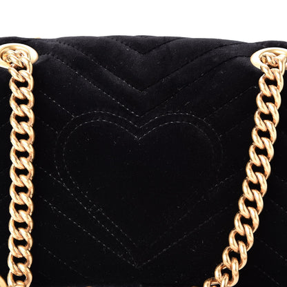 Gucci Velvet Matelasse Mini GG Marmont Shoulder Bag Black 7 of 11