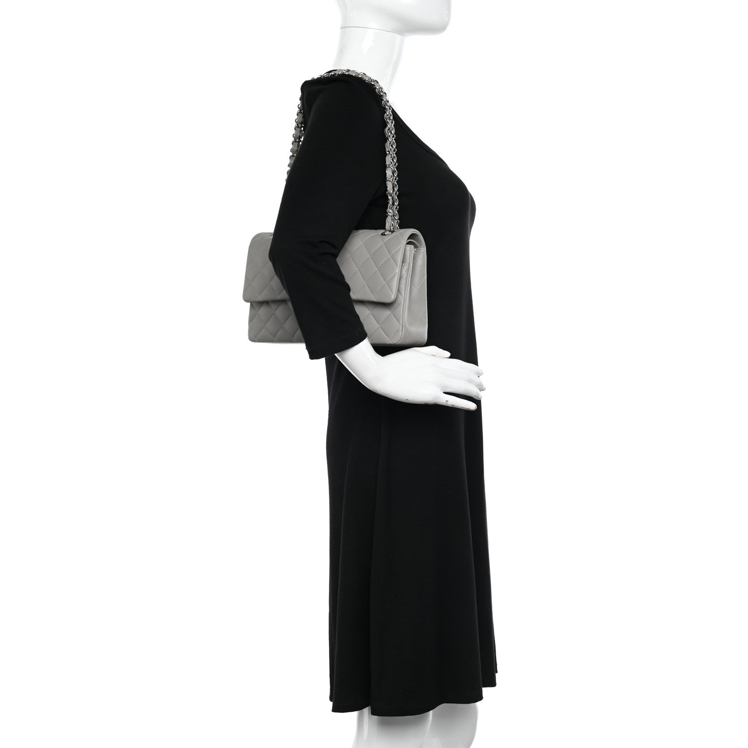 Chanel Lambskin Quilted Medium Double Flap Grey 2 of 10