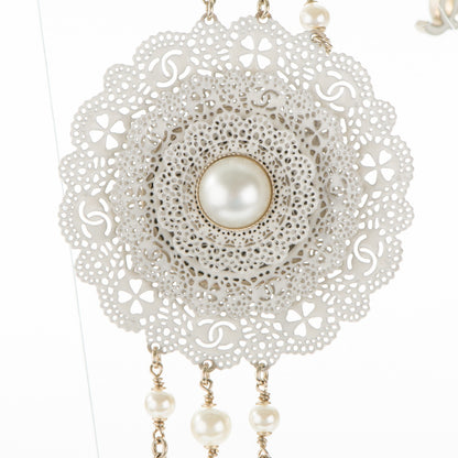 Chanel Pearl CC Triple Strand Long Necklace Gold Pearly White 4 of 6