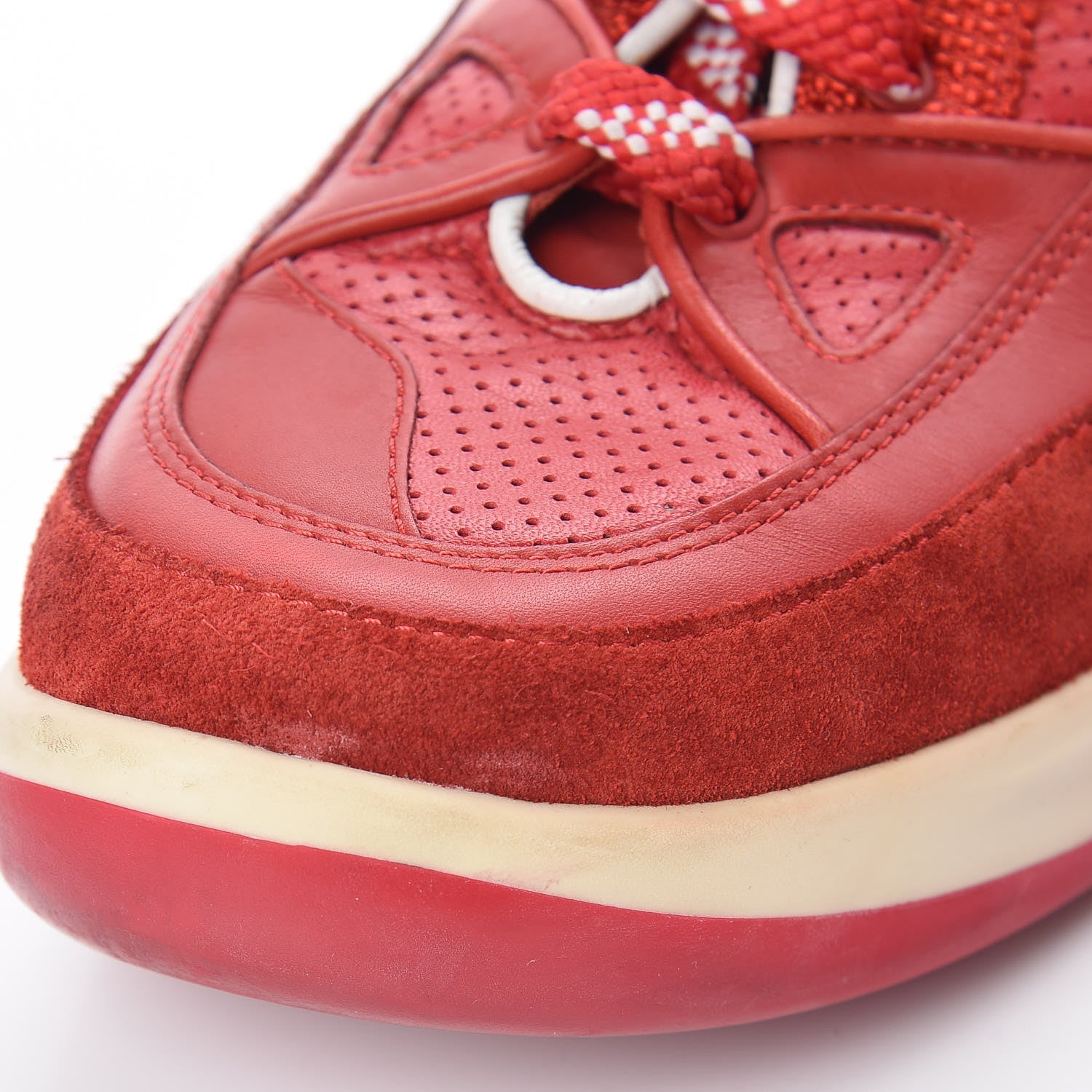 Louis Vuitton Suede Calfskin Perforated Monogram Sneaker 37.5 Red 13 of 15