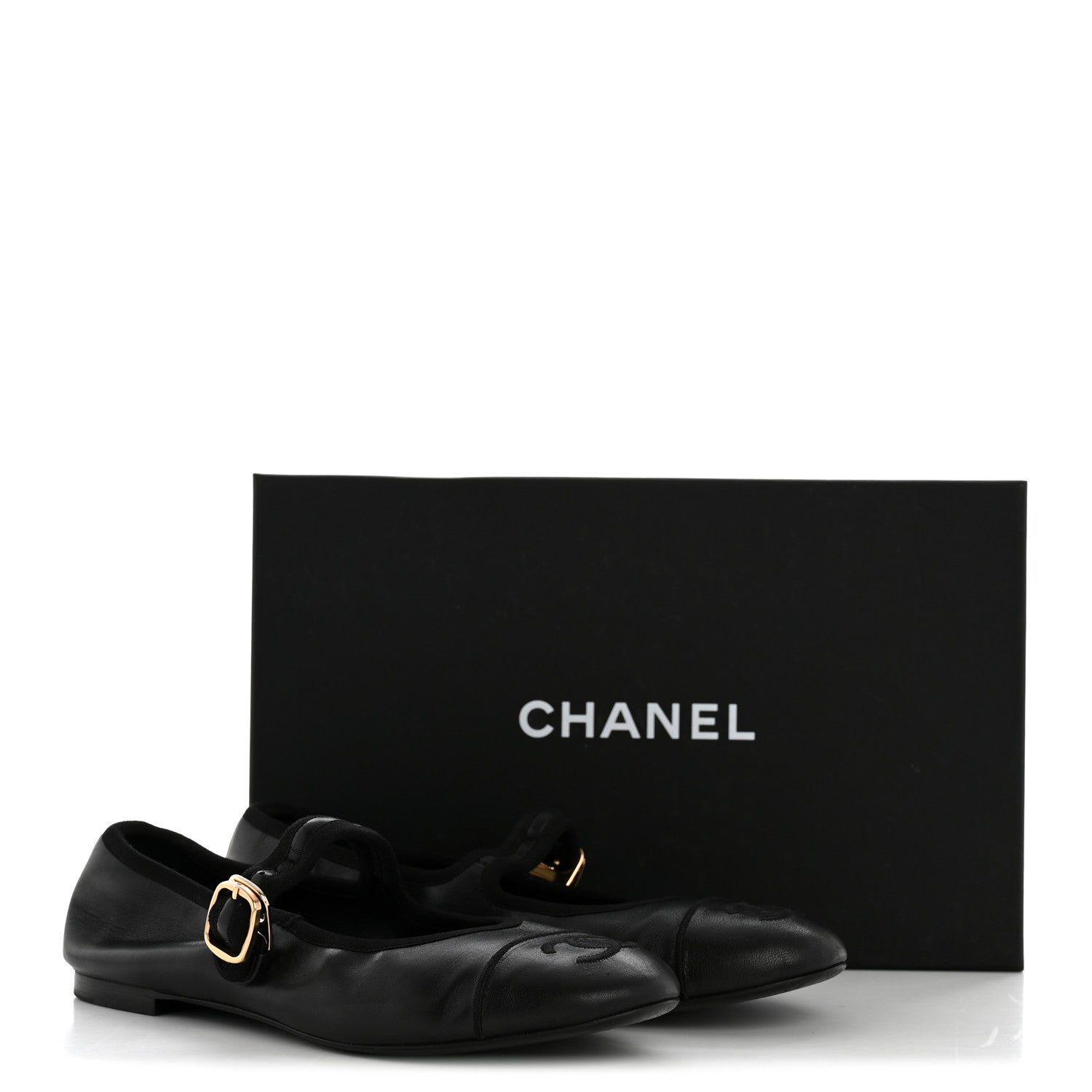 Chanel Lambskin Cap Toe CC Mary Jane Flats 36.5 Black 11 of 11