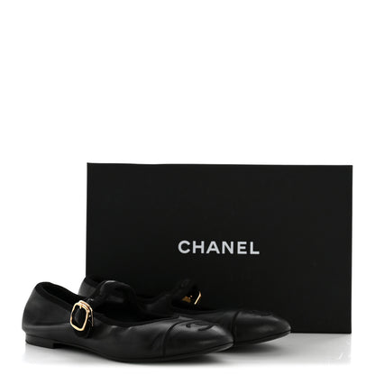 Chanel Lambskin Cap Toe CC Mary Jane Flats 36.5 Black 11 of 11